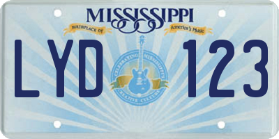 MS license plate LYD123