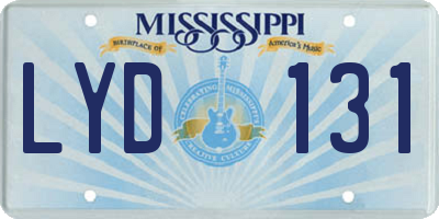 MS license plate LYD131