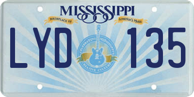 MS license plate LYD135