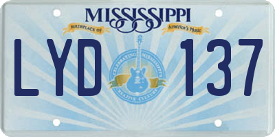 MS license plate LYD137