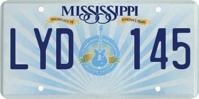 MS license plate LYD145