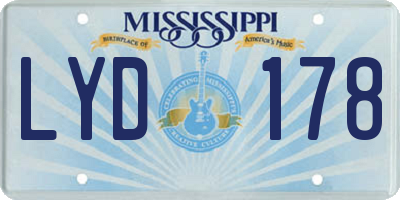 MS license plate LYD178
