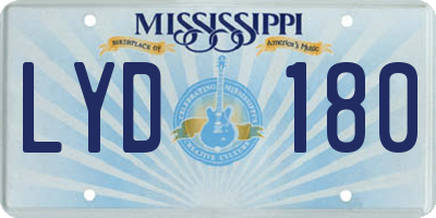 MS license plate LYD180