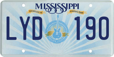 MS license plate LYD190