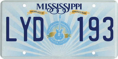 MS license plate LYD193