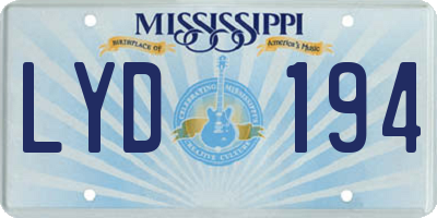 MS license plate LYD194