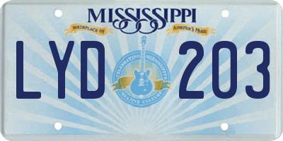 MS license plate LYD203