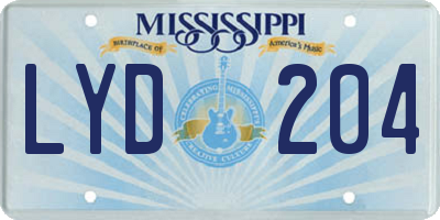MS license plate LYD204