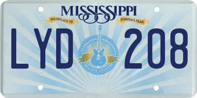 MS license plate LYD208