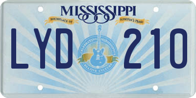 MS license plate LYD210