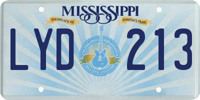MS license plate LYD213