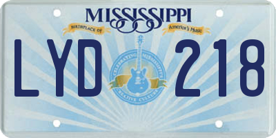 MS license plate LYD218