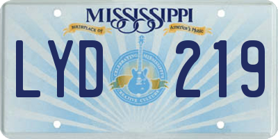 MS license plate LYD219