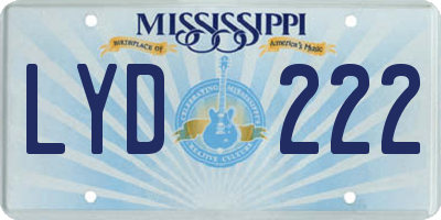 MS license plate LYD222