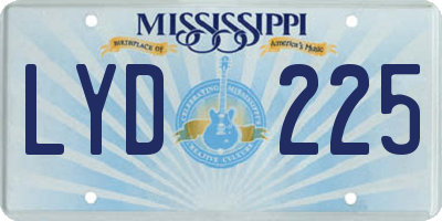 MS license plate LYD225