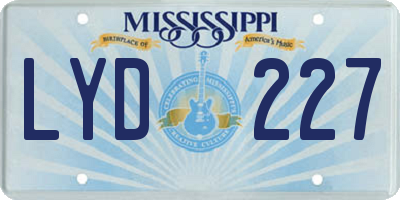 MS license plate LYD227