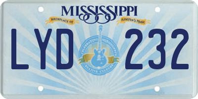 MS license plate LYD232