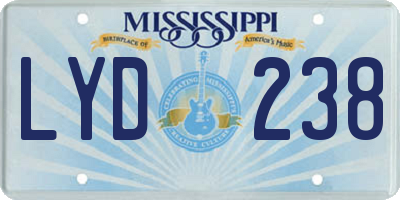 MS license plate LYD238