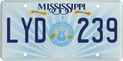 MS license plate LYD239