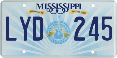 MS license plate LYD245