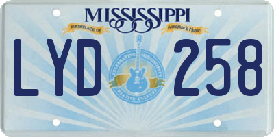 MS license plate LYD258