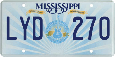 MS license plate LYD270