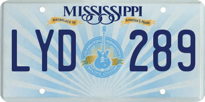 MS license plate LYD289