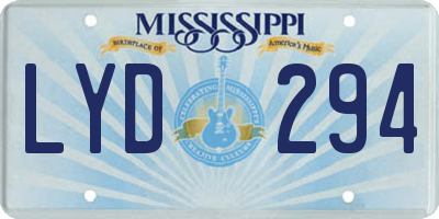 MS license plate LYD294
