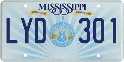 MS license plate LYD301
