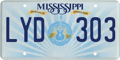 MS license plate LYD303