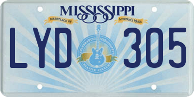 MS license plate LYD305