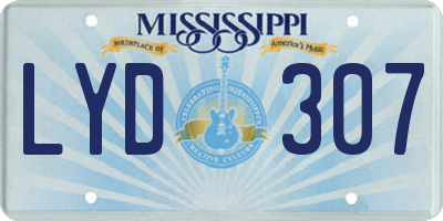 MS license plate LYD307