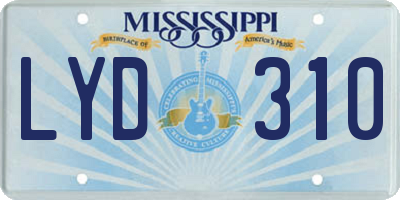 MS license plate LYD310
