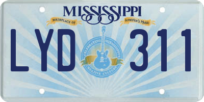MS license plate LYD311