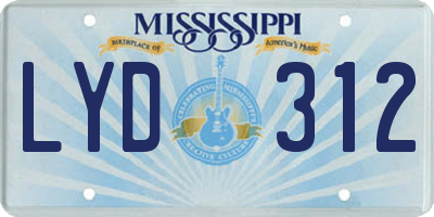 MS license plate LYD312