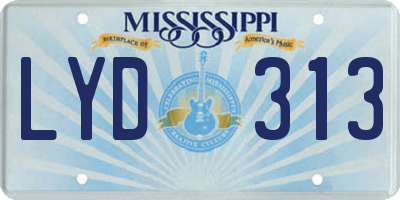 MS license plate LYD313