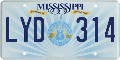 MS license plate LYD314