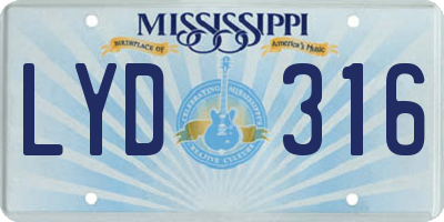 MS license plate LYD316