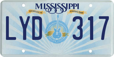 MS license plate LYD317