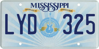 MS license plate LYD325