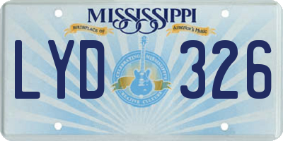 MS license plate LYD326