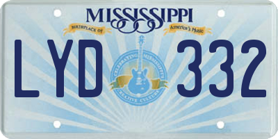 MS license plate LYD332
