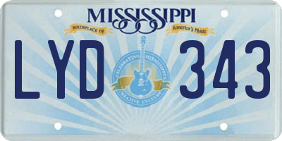 MS license plate LYD343