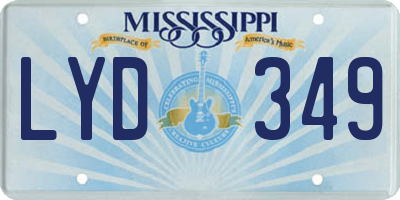 MS license plate LYD349