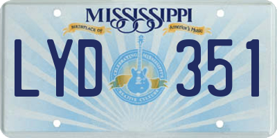 MS license plate LYD351