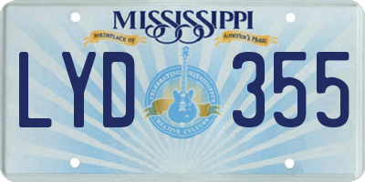 MS license plate LYD355