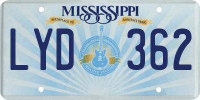 MS license plate LYD362