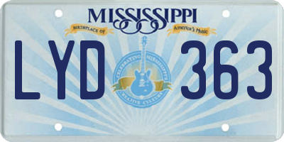 MS license plate LYD363