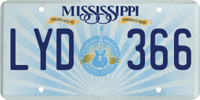 MS license plate LYD366