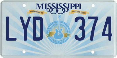 MS license plate LYD374